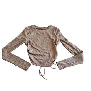 Beige botany womens juniors Sz S light brown open back top